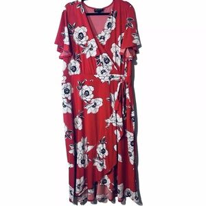 Lane Bryant Dress Women’s 22/24 Faux Wrap Floral Pockets Midi Plus Size